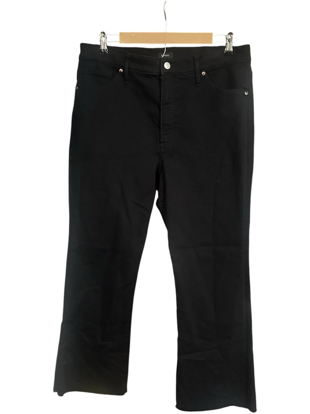 Express Cropped Flare High Rise Hyper Stretch Jeans Stay Black Size 14R